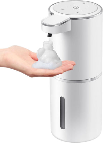 Automatic Foaming Soap Dispenser - Hand Free Pump Touchless Soap Dispenser Electric Dispenser with 380ml, USB Rechargeable 4levels Adjustable Dispenser for Bathroom Kitchen（White foam version）