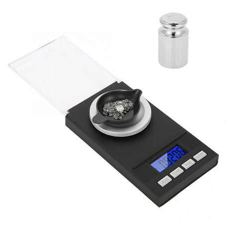 Digital Milligram Jewelry, LED Digital Display Mini Portable High Precision 0.001g Pocket Jewelry with Calibration Weights Tweezers and Weighing Pans (100g)