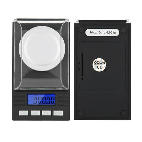 Digital Milligram Jewelry, LED Digital Display Mini Portable High Precision 0.001g Pocket Jewelry with Calibration Weights Tweezers and Weighing Pans (100g)