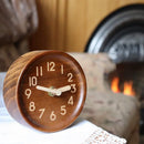 Decorative  No-Tick Design – Easy to Read Silent Sweep Mantle Clock – Quiet Tabletop Clocks with Wood Body, Hands, & Battery Cover