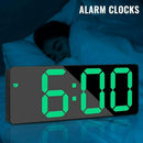 Digital Alarm Clock LED Travel Alarm Clocks with  Button Brightness Adjustable（Rectangular black face green light）