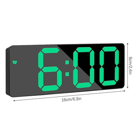 Digital Alarm Clock LED Travel Alarm Clocks with  Button Brightness Adjustable（Rectangular black face green light）