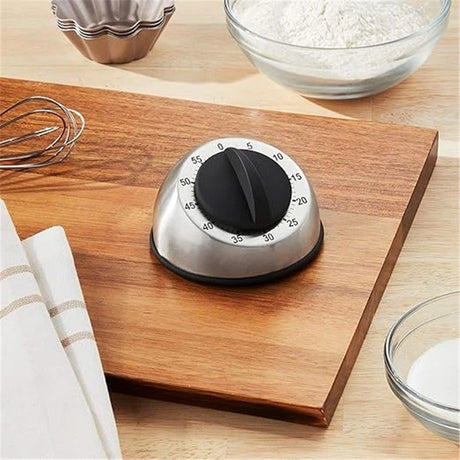 Wind Up Kitchen Timer, Stainless Steel 60-Minutes Mini Cook's Timer, Lightweight Cooking and Baking Portable Countdown Countertop Alarm,