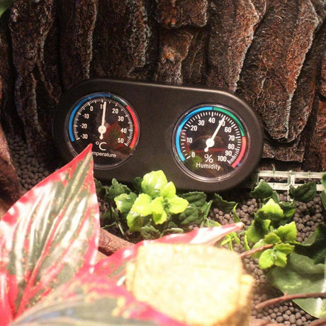 2pcs Reptile Thermometer Hygrometer, Mini Round Shape Dual Dial Thermometer and Humidity Gauge for Reptile Lizard Tortoise Spider Pet Rearing Box