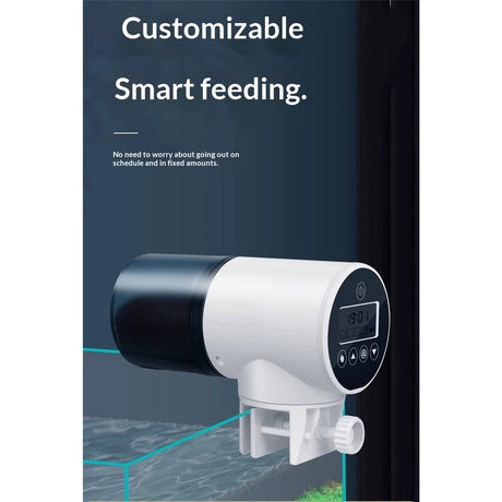 Automatic Fish Feeder Dispenser for Aquarium: Rechargeable Auto Feeders for Tank Turtle Pond Betta - 200ml Smart Food Feeding Timer Dispensers（with battery）