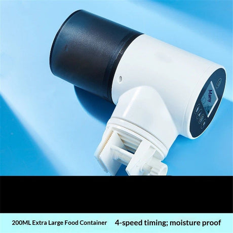 Automatic Fish Feeder Dispenser for Aquarium: Rechargeable Auto Feeders for Tank Turtle Pond Betta - 200ml Smart Food Feeding Timer Dispensers（with battery）