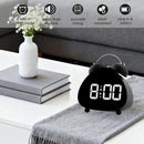 Bell Alarm Clock, Cute Triangle Digital Alarm Clock, Bedside Loud Alarm Clocks for Heavy Sleepers Adults, Silent Desk Clock Battery Operated (Black)