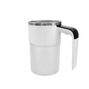 Automatic Stirring Coffee Cup with Temperature Display, Rechargeable Coffee Mug, Self-Stirring Mug with Lid, Smart Mixing Cup for Coffee, Milk and Other Beverages 304 Stainless Steel (white)