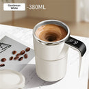 Automatic Stirring Coffee Cup with Temperature Display, Rechargeable Coffee Mug, Self-Stirring Mug with Lid, Smart Mixing Cup for Coffee, Milk and Other Beverages 304 Stainless Steel (white)