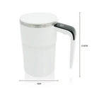 Automatic Stirring Coffee Cup with Temperature Display, Rechargeable Coffee Mug, Self-Stirring Mug with Lid, Smart Mixing Cup for Coffee, Milk and Other Beverages 304 Stainless Steel (white)