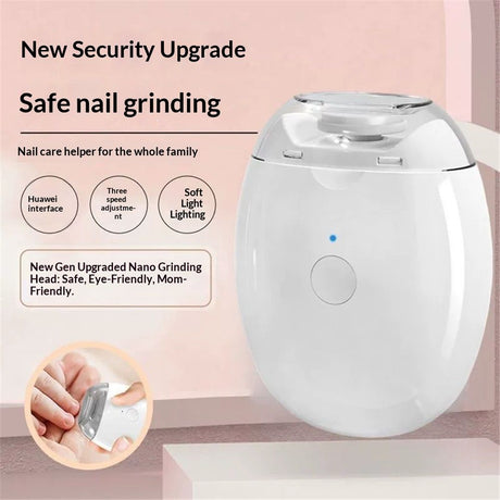 2Pcs Universal Automatic Fingernail Grinder,Portable Electric Nail Clipper,360° Silent Auto Fingernail Cutter and Polishing with LED Light and 3 Speeds for Whole Family