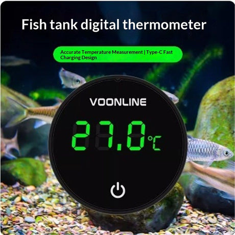 2pcs Fish Tank Digital Thermometer Accurate LED Display to Tank Thermometer Aquarium Temperature Measurement Suitable for Fish, Axolotl, Turtle or Aquatic（rechargeable）