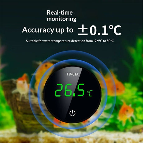 2pcs Fish Tank Digital Thermometer Accurate LED Display to Tank Thermometer Aquarium Temperature Measurement Suitable for Fish, Axolotl, Turtle or Aquatic（rechargeable）