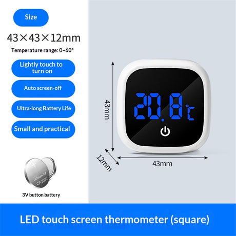 2pcs Digital Aquarium Thermometer, Stick-on LED Fish Tank Thermometer, Mini Aquarium Thermometer Accuracy, Touch Button, Battery, for Fish, Reptile,（Blue letter thermometer）