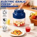 Electric Mini Garlic Chopper, Small Garlic Chopper Mincer Rechargeable, Portable Small Food Processor, 320ml Electric Food Chopper Tool for Mashing Onion Garlic Chili Ginger Fruits(Blue)
