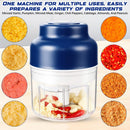Electric Mini Garlic Chopper, Small Garlic Chopper Mincer Rechargeable, Portable Small Food Processor, 320ml Electric Food Chopper Tool for Mashing Onion Garlic Chili Ginger Fruits(Blue)