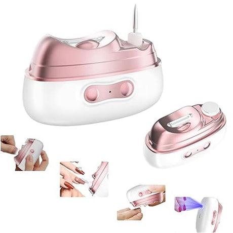 Automatic Electric Nail Clipper & Polisher with Storage|LED Light|UV Lamp|Fingernail & Toenail Polishing Tool/Ideal Gift for Seniors with Limited Mobility & New Parents Trimming Baby Nails（white）