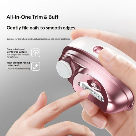 Automatic Electric Nail Clipper & Polisher with Storage|LED Light|UV Lamp|Fingernail & Toenail Polishing Tool/Ideal Gift for Seniors with Limited Mobility & New Parents Trimming Baby Nails（white）