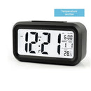 2pcs Digital Alarm Clock with Display, Desk Smart Electronic Small Clock with Indoor Temperature, Backlight, Battery Operated, for Home Bedroom Kids Office (Black)