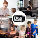 2pcs Digital Alarm Clock with Display, Desk Smart Electronic Small Clock with Indoor Temperature, Backlight, Battery Operated, for Home Bedroom Kids Office (Black)