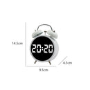Digital Small Alarm Clock,  Double Bell Electronic LED Alarm Clock, Plug in or Battery Operated Silent Metal Table Clock, Bedside Loud Bell Clock for Heavy Sleepers Adults Kids (White)