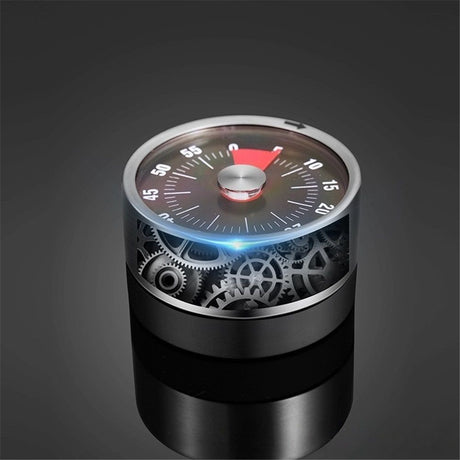 2pcs Magnetic Mechanical Kitchen Visual Timer, Countdown 60 Minute Wind Up Reminder Tool for Baking Cooking Steaming Tanning Learning（black）