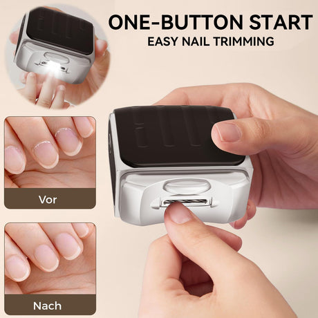 Electric Nail Clipper, 2 in 1 Auto Fingernail Cutter and Polishing Grinder, Rechargeable Automatic Fingernail Trimmer Quiet (Black)