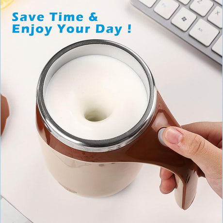 Self Stirring Mug - Rechargeable Automatic Magnetic Electric Coffee Mug, Rotating Cute Mixing Cup Tasse, To Stir Office/Kitchen/Travel/Home Coffee/Tea/Hot Chocolate/Milk-380ml(Brown)