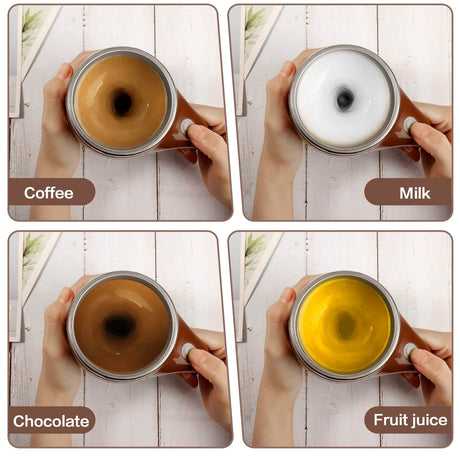 Self Stirring Mug - Rechargeable Automatic Magnetic Electric Coffee Mug, Rotating Cute Mixing Cup Tasse, To Stir Office/Kitchen/Travel/Home Coffee/Tea/Hot Chocolate/Milk-380ml(Brown)
