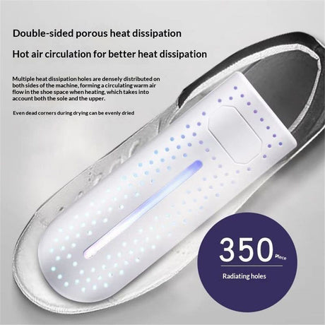 Shoe Dryer, 360° Heating Quick Drying Portable Boot Dryer, No Noise Foot Dryer for Rainy Seasons Winter Travel, Dormitory Eliminate Bad Odor Electric Warmer for Gloves, Socks, Ski Boots(White)