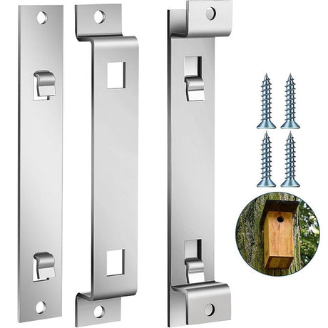 3 Sets Bird House Hanger Bracket, Rust Proof Galvanized Steel Bird House Kit, Stable Mounting Bracket with Screws for Securing and Stabilizing Bird Houses Nesting Boxes Feeders