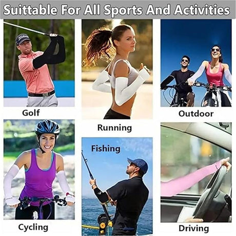 UPF50 Sunscreen and UV Protection Cool Sleeve Set,Summer sleeves  Black , unisex, Suitable for Outdoor Sports