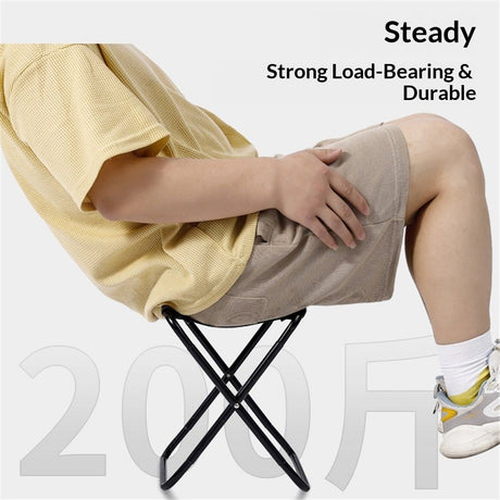 1PCS Outdoor Folding Stool Portable Fishing Chair Mini Small Train Pony Tie Camping Simple Hardware(Black）