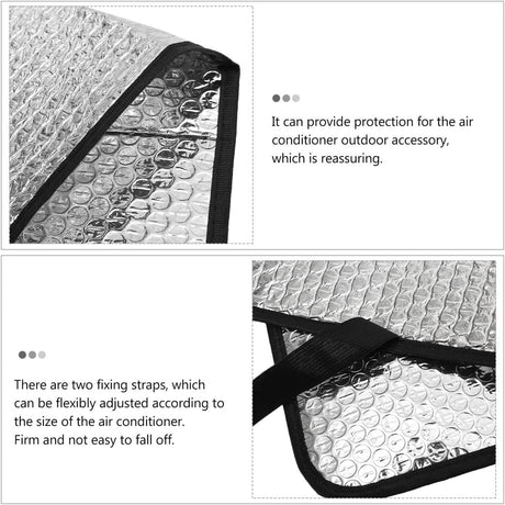 Fire Resistant AC Unit Protective Cover, Aluminum Foil Bubble Film Shield, Waterproof Sunproof Outdoor Air Conditioner Cover for Energy Efficiency