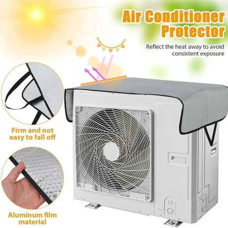 Fire Resistant AC Unit Protective Cover, Aluminum Foil Bubble Film Shield, Waterproof Sunproof Outdoor Air Conditioner Cover for Energy Efficiency