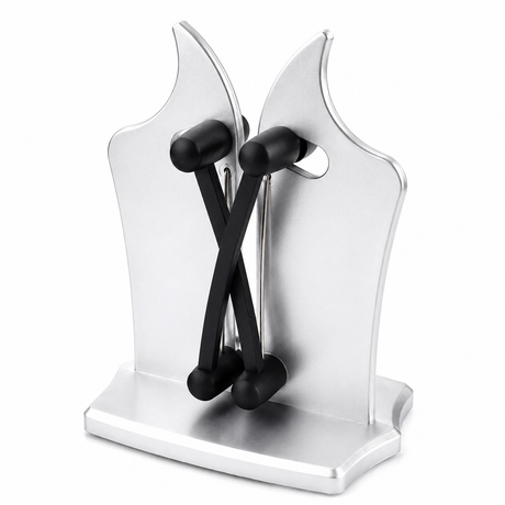 Knife Sharpener - Stainless Steel & Tungsten Carbide Self-Adjusting Knife Sharpeners for Kitchen Knives, Efficiently Repairs, Sharpens, Hones, and Polishes Blades(Sliver)