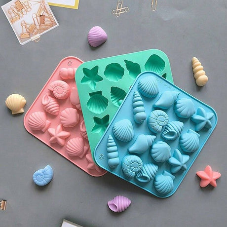 3Pcs Seashell Chocolate Silicone Molds, Ocean Themed Cake Baking Molds for Chocolate Candy Fondant Cupcake Cookie Dessert DIY Cake Decoration Suppies