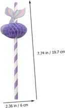 50pcs, Mermaid Purple Honeycomb Paper Straws, 7.72inch Disposable Straw, Little Mermaid Theme Birthday Decoration Gifts, Wedding Birthday Supplies Dining Drink Paper Straws
