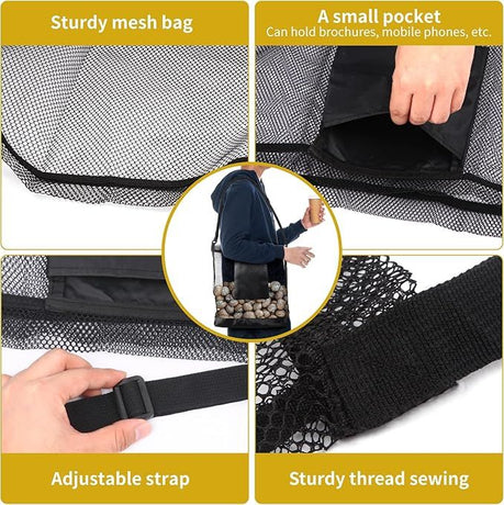 2Pcs Mushroom Foraging Bag w/ Pouch & Basket - Mesh Harvesting Bag for Mushroom, Fruit & Vegetable Hiking & Camping