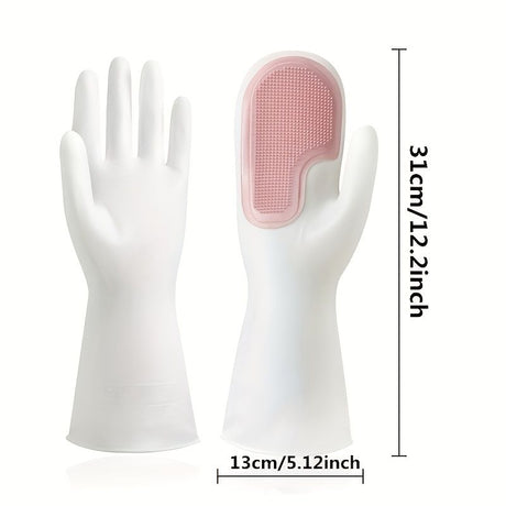 3 Pairs Random Color Plastic Non-Slip Cleaning Gloves for Kitchen Dishwashing, Washing Clothes & Vegetables