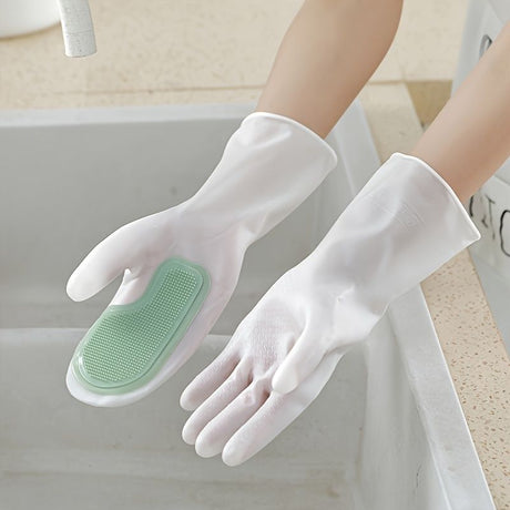 3 Pairs Random Color Plastic Non-Slip Cleaning Gloves for Kitchen Dishwashing, Washing Clothes & Vegetables