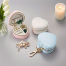 1pc Mini Heart-Shaped Jewelry Box with Keychain, Zipper Closure, Portable Jewelry Organizer, Blue