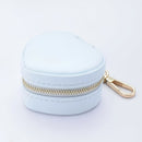 1pc Mini Heart-Shaped Jewelry Box with Keychain, Zipper Closure, Portable Jewelry Organizer, Blue
