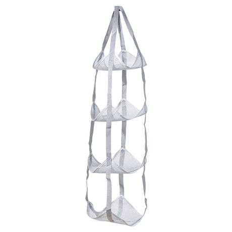 4-Tier Hanging Mesh Ball Storage Organizer, Basketball Storage for Sports Balls & Helmets, Space-Saving Hanging Ball Holder for Garage, Basement, Bedroom (Grey)
