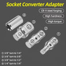 4pcs Socket Adapter Set, Extension Wrench Adapter, Ratchet Wrench Socket Adapter, 1/4", 3/8", 1/2" Drive Size Converter-With Ended Heads, Suitable for Power Drill Bits And Wrenches