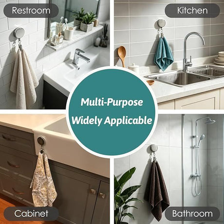 Extendable Towel Holder for Bathroom, Retractable Hand Towel Hook, Adhesive Stainless Steel Towel Clip Hanger Over the Door, Space-Saving RV Accessories for Kitchen, Bath, Cabinet