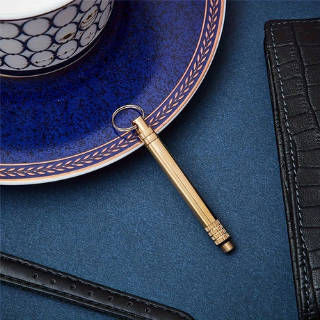 2pc Portable Stainless Steel Toothpick, Reusable Pocket Toothpick with Key Chain Dental Picks for Outdoor Camping, Golden