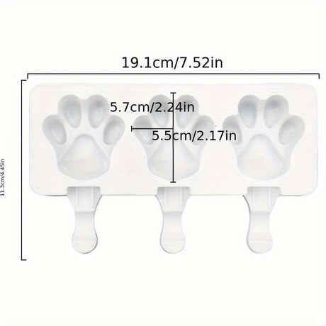 2pc Cat Paw Popsicle Mold, Silicone Ice Cream Mold Summer DIY Kitchen Mold, White (Stick Not Included)