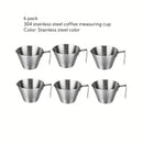 6 Pcs Espresso Measuring Cups, 304 Stainless Steel Metal Shot Glasses, Precise Scale for Barista Coffee Brewing, Home Kitchen Accessories