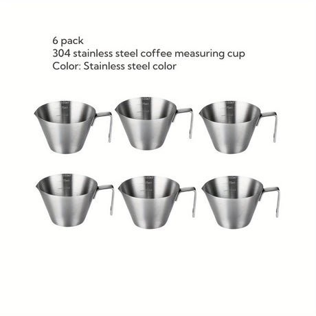 6 Pcs Espresso Measuring Cups, 304 Stainless Steel Metal Shot Glasses, Precise Scale for Barista Coffee Brewing, Home Kitchen Accessories